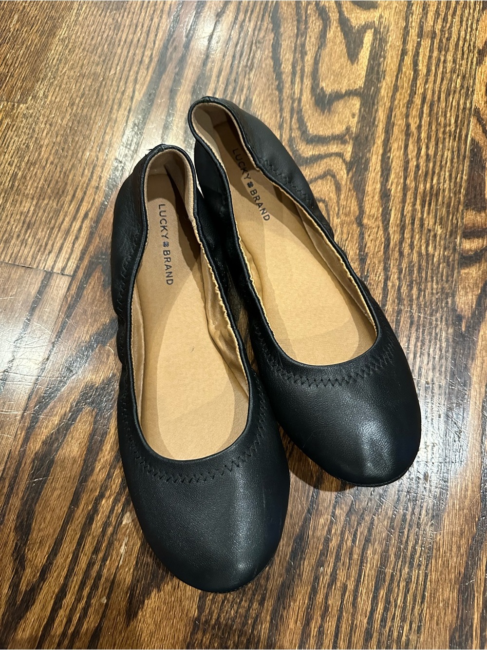 Lucky Brand Black Leather Ballet Flats - Picture 2 of 4